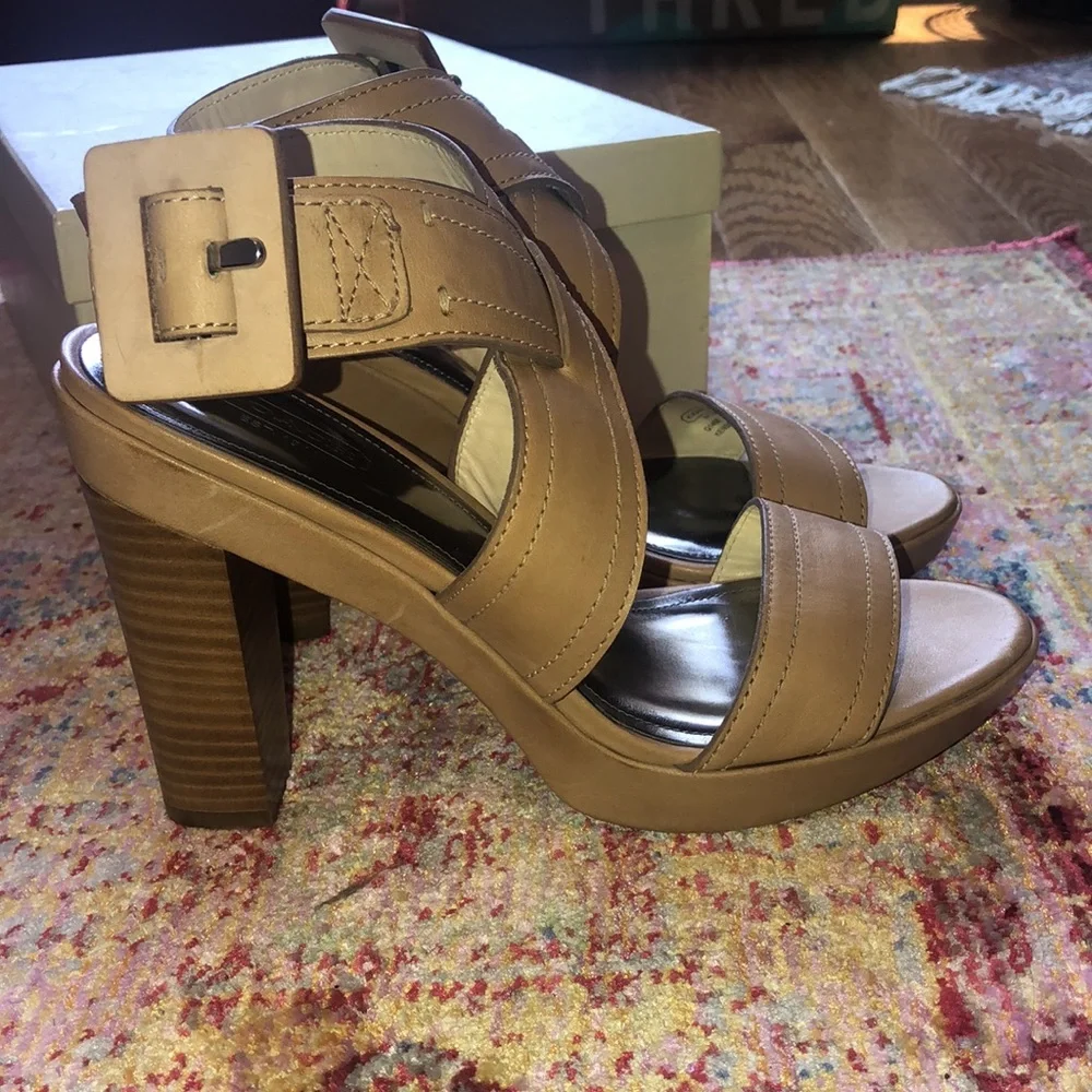 Coach tan suede heels